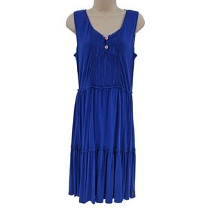 Matilda Jane Into‎ the Blue Dress Tiered Ruffle SZ M Feminine Milk Maid Cottage